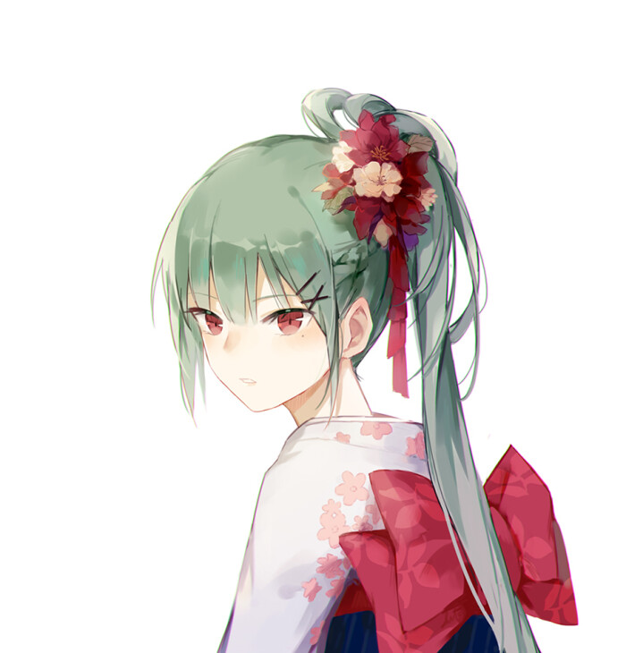 初音未来 miku 和服 歌姬 p站 单马尾