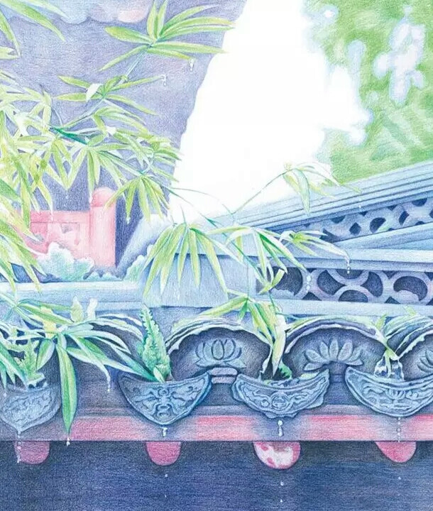 古风 彩铅 手绘
