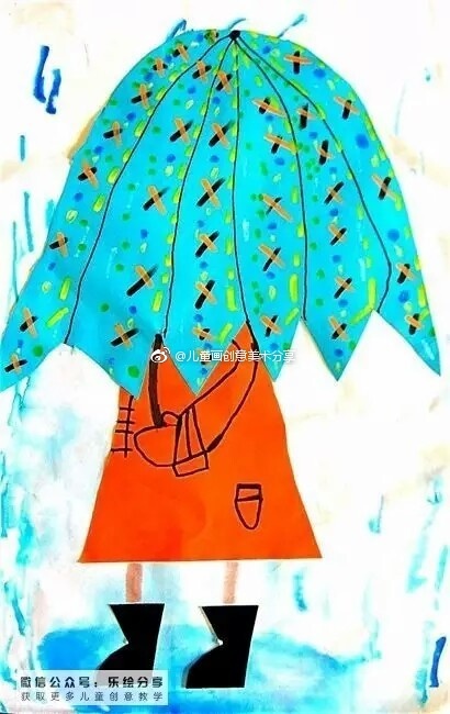 我有一把小花伞。#儿童美术创意分享##创意…