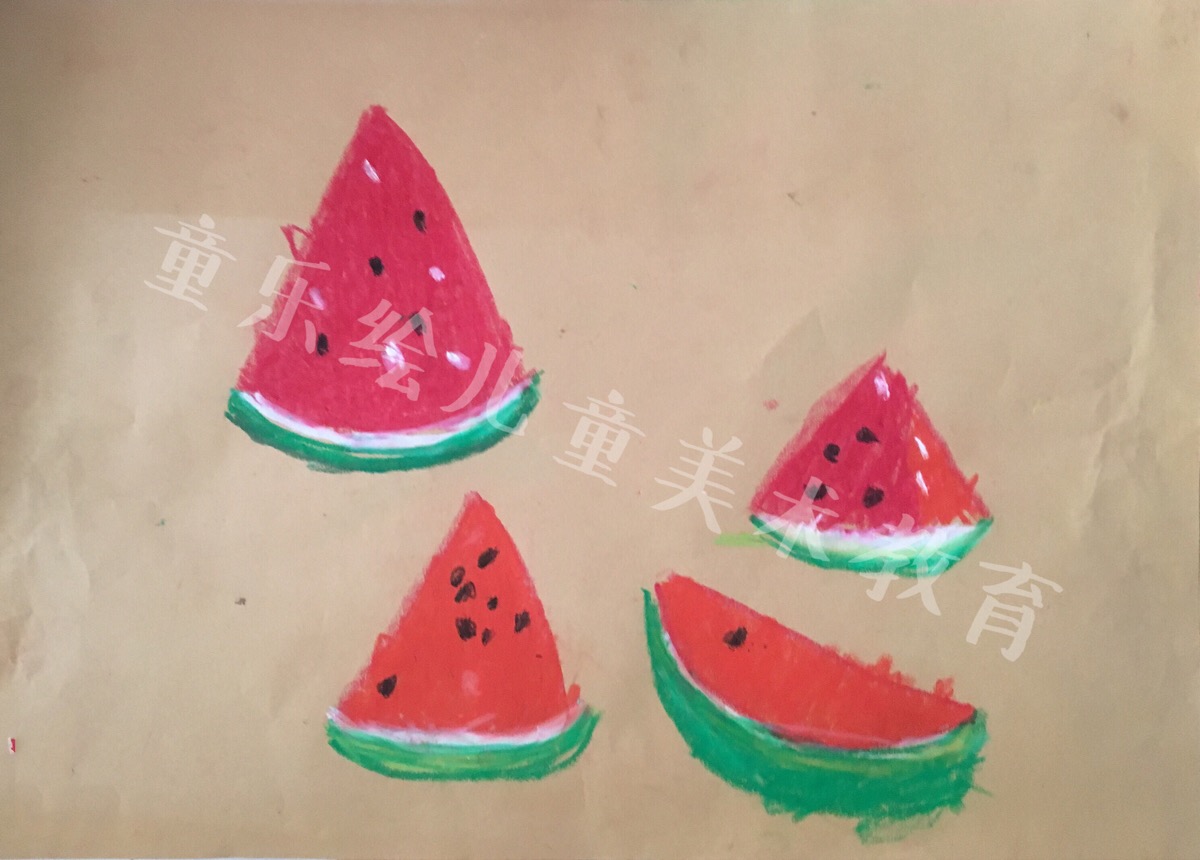 西瓜 蜡笔儿童画