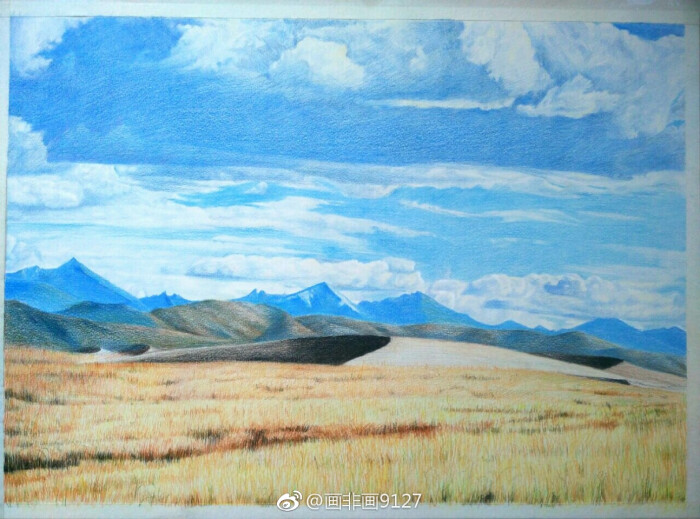 彩铅 风景 插画