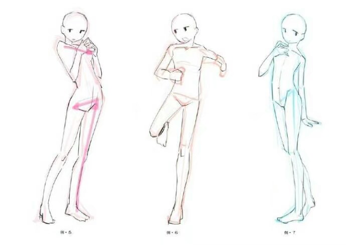 日本插画师やまひろ总结的脑袋以及身体姿势的画法