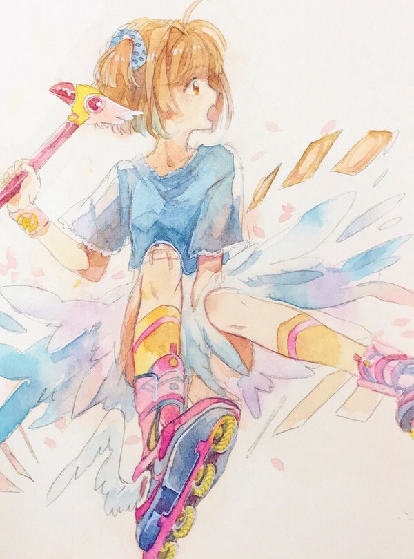动漫 魔卡少女樱 水彩 手绘 插画 同人 头像 壁纸 少女