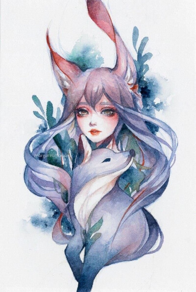 水彩 人物绘画 插画 插画师ins@margaretmoralesart