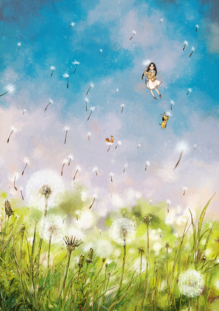 蒲公英,舞动着春天的节奏 ~ 来自韩国插画家aeppol 的「森林女孩日记