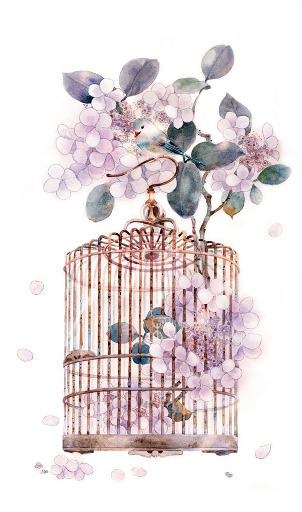 〔 古风水彩素材 〕作者" 桃年