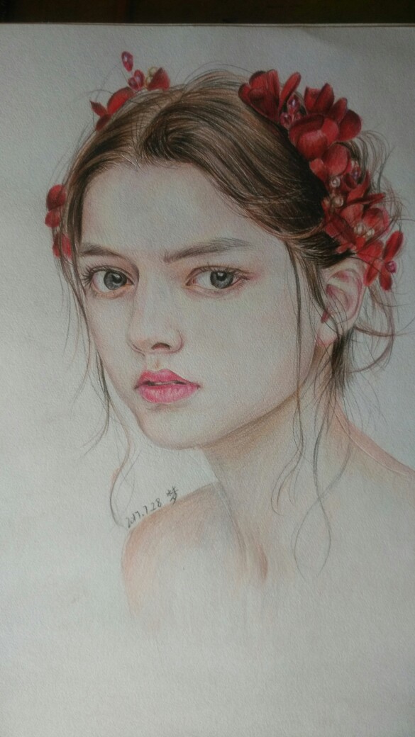 彩铅美女头像