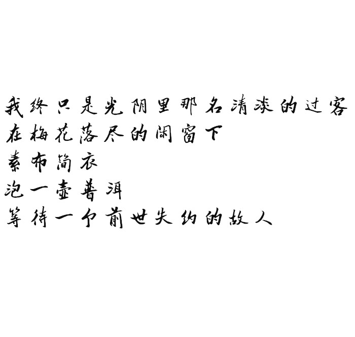 我终只是光阴里那名清淡的过客 在梅花落尽的闲窗下 素布简衣 泡一壶