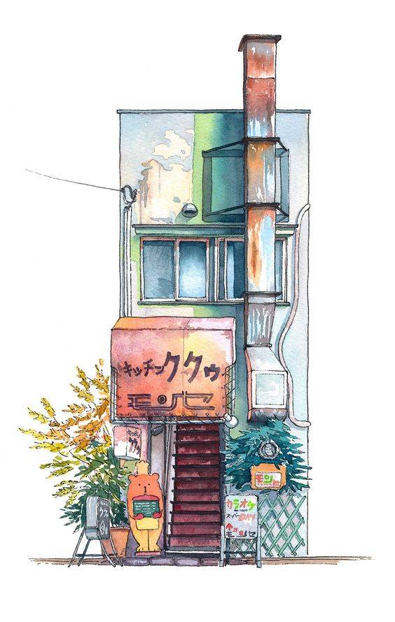 来自日本插画师@mark powell 的水彩画作品