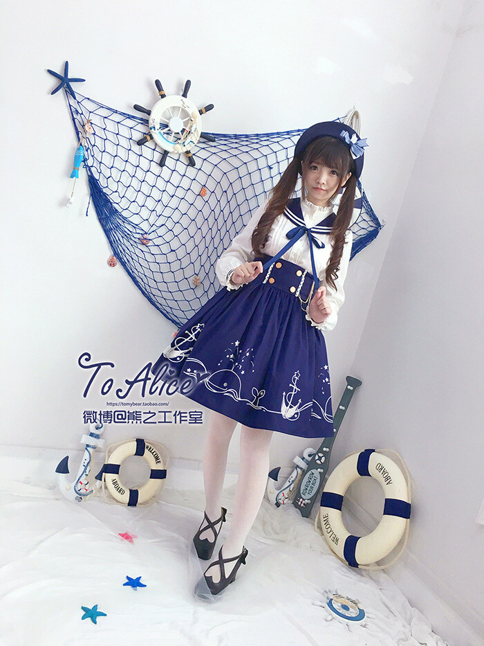 星海之途cosplay服装女装原宿背带裙学生装jsk高腰洛丽塔连衣裙女