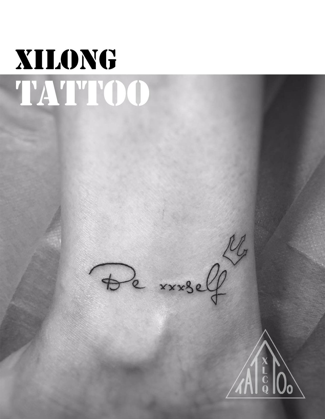 脚脖小清新纹身图案 黑色字母刺青纹身 tattoo 吉林纹身 喜龙刺青