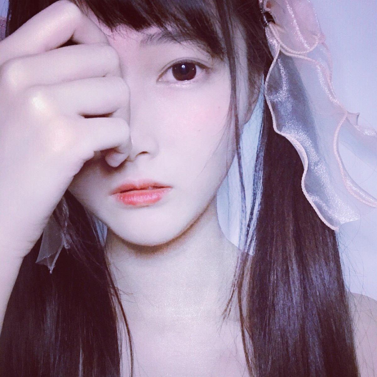 堆糖滤镜韩系 女生 欧美 半身 唯美 遮脸 镜子照 中式风 安静 可爱