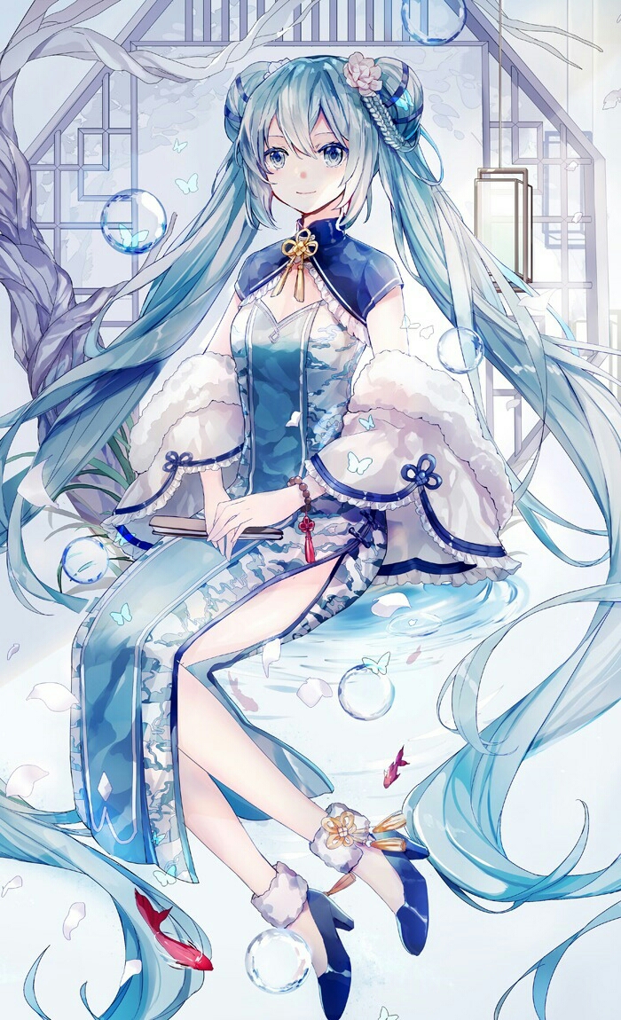 初音未来,插画,民国风,动漫美少女,二次元萌妹子