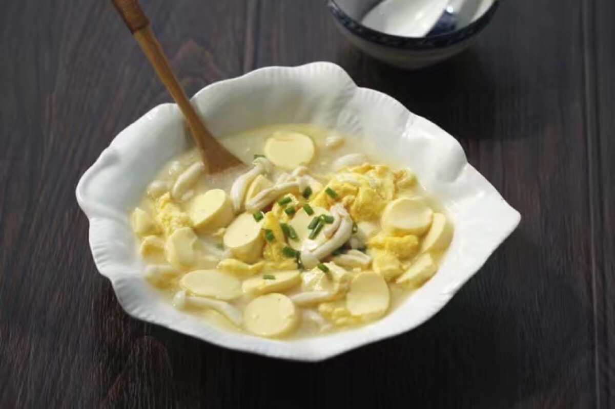 白玉菇鸡蛋汤羹*