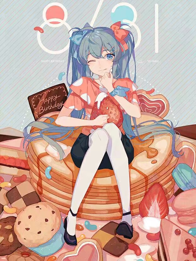 初音未来 吃货 可爱 双马尾 萌妹子 卡哇伊 二次元动漫 虫子专属