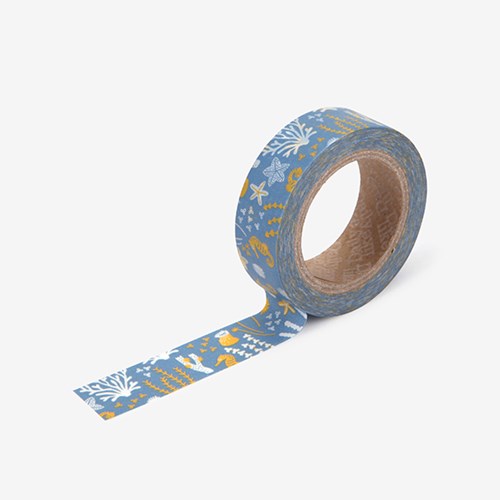 韩国创意文具代购dailylike复古蓝海草海马图案简单装饰和纸胶带