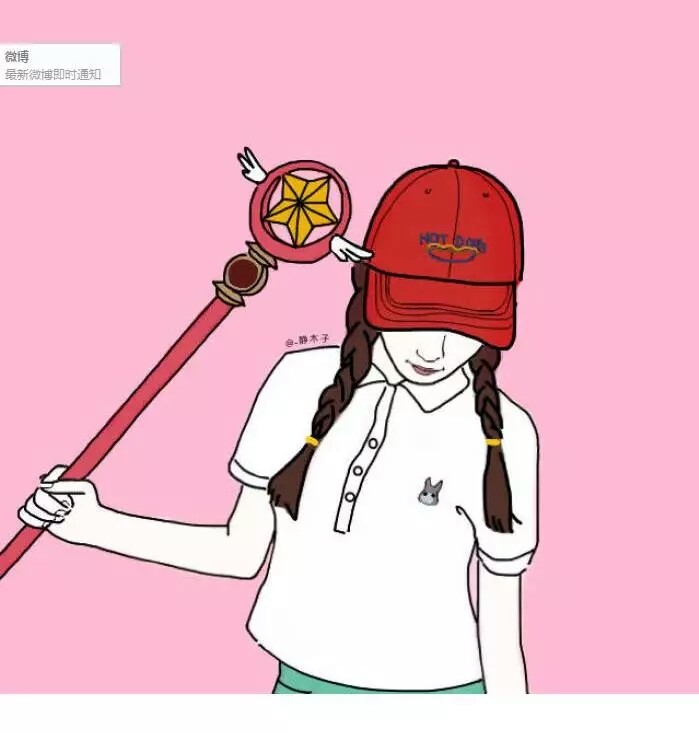 长发 女孩 帽子 编发 卡通