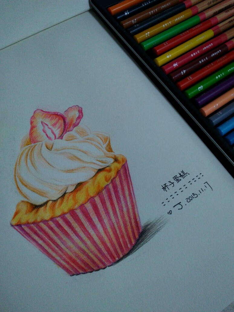 彩铅画 蛋糕