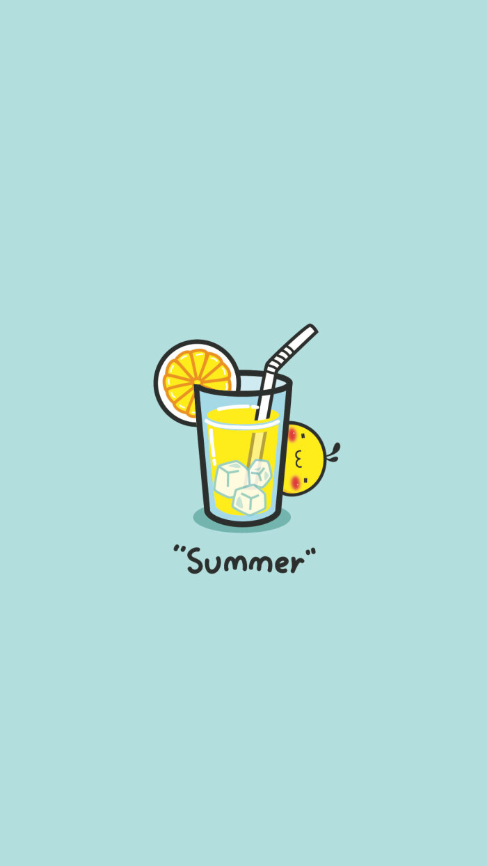 油爆叽丁summer简约插画手机壁纸冻饮