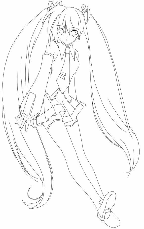 线稿 初音