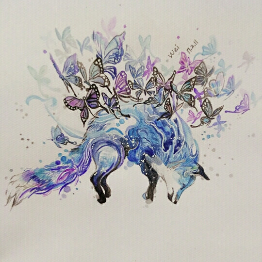 水粉水彩 狐狸