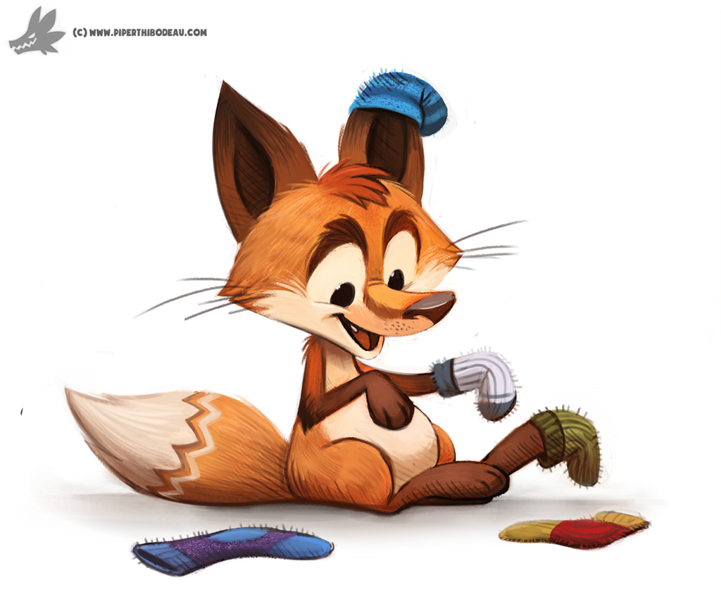day 836. fox in socks by cryptid-creations