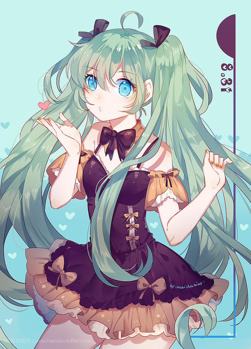 miku~~~~miku生日快乐~录了上色过程结果b站只有线稿能上传 , (●"3"