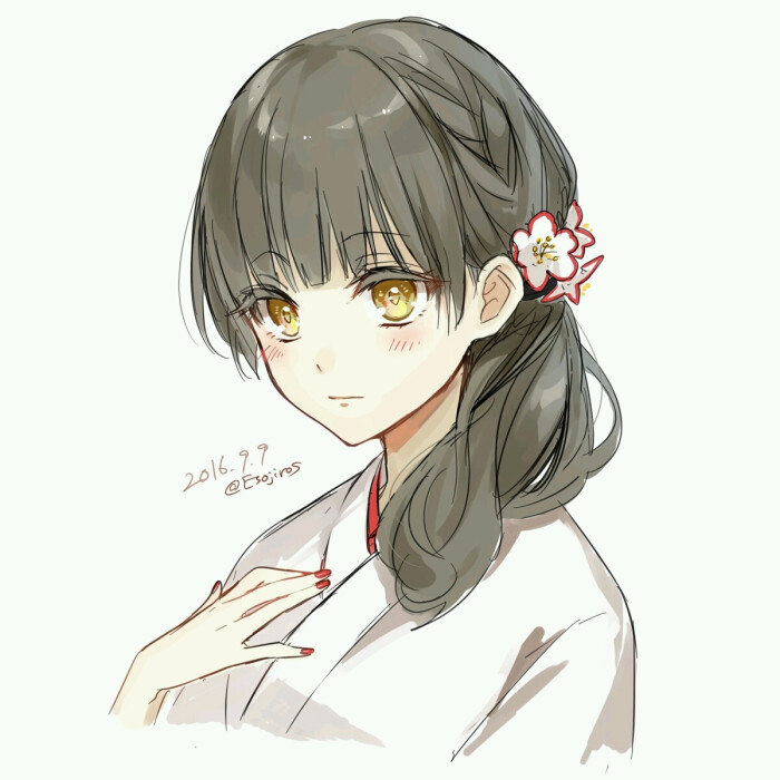 动漫 和服 女生 头像 手绘