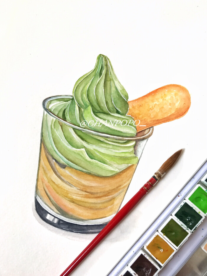 【小美食】水彩 手绘 绘画 插画 美食 甜品 夏日冰品