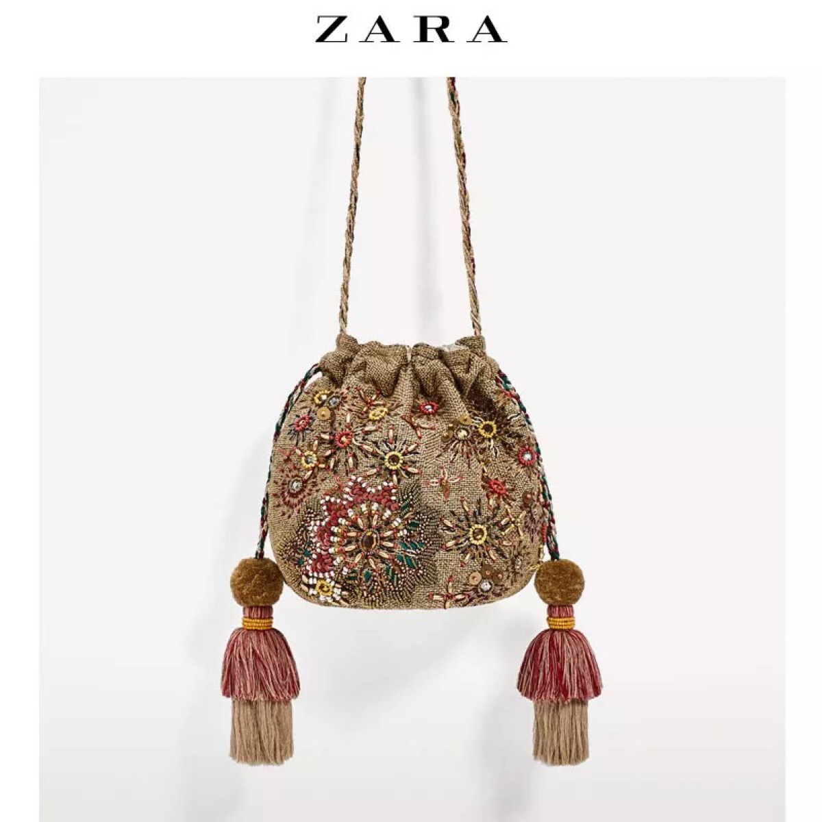 zara 女包 串珠水桶包