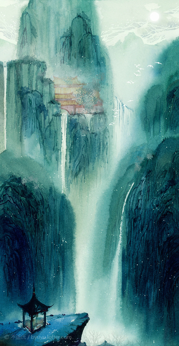 【水彩古风美景】 作者:不语氏