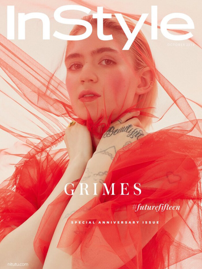 加拿大歌手,小仙女 grimes 登上《instyle》杂志英国版2016年10月号