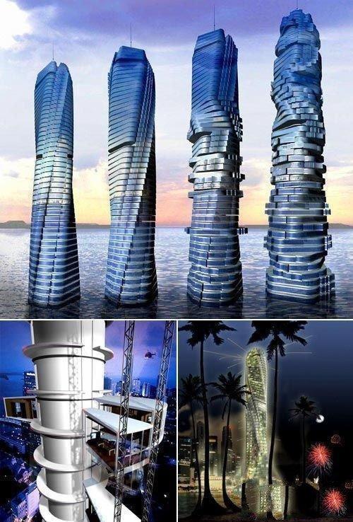 迪拜十大最疯狂的建筑 3,"世界"岛:让一座摩天大楼在空中旋转"跳舞"