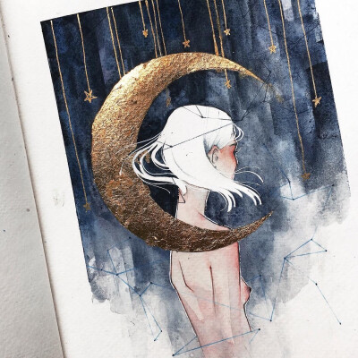 水彩 治愈系 插画 人物