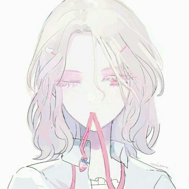 动漫 女生 头像 卷发 慵懒
