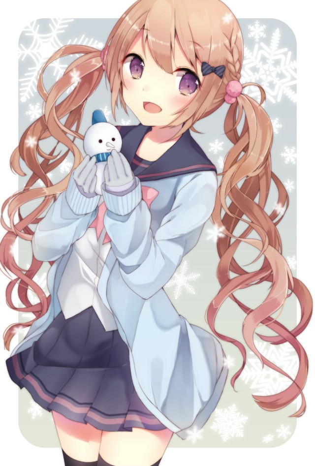 双马尾,甜美,冬,女孩,水手服/校服