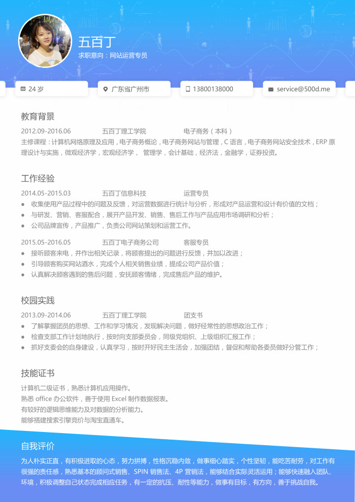 网站运营求职简历模板-堆糖,美好生活研究所