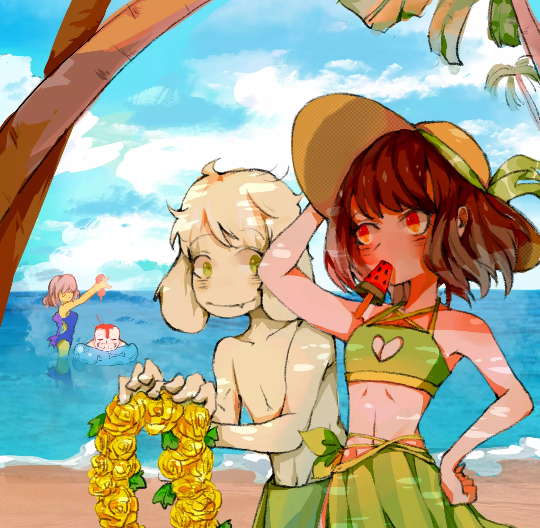 frisk 魂交,frisk和sans魂交图片 夏日游泳 charax小羊 friskxsans
