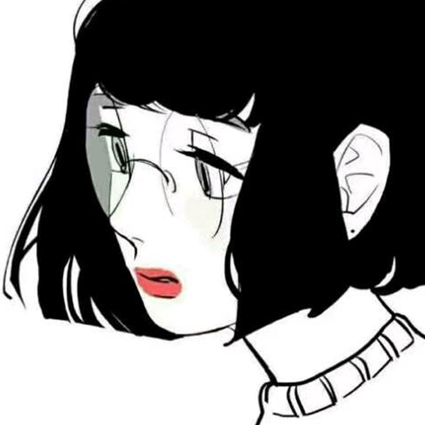红唇黑白线稿 闺蜜头 女头像