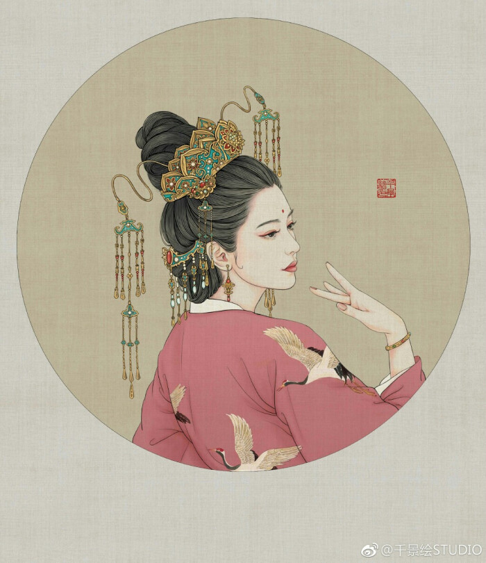 手绘古风女子画师:千景绘