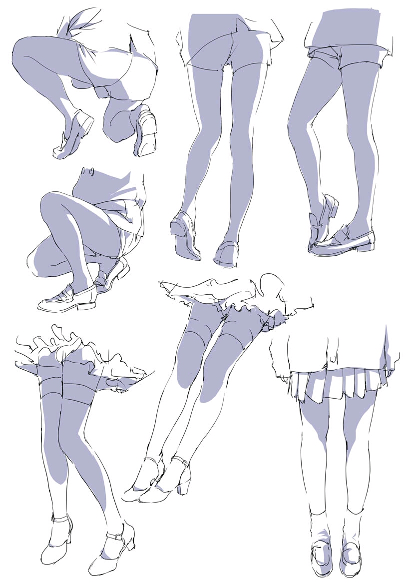 少女的腿示例画法