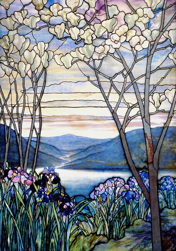 鸢尾花 153 cm x 106.7 cm —— 蒂芙尼玻璃风景画