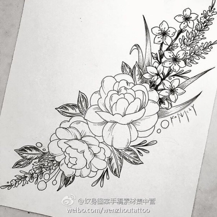 纹身图案 手稿 小清新 花