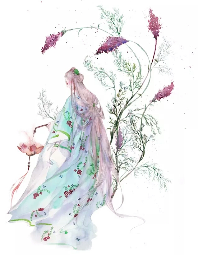 手绘古风提灯女子画师:enofno-堆糖,美好生活研究所