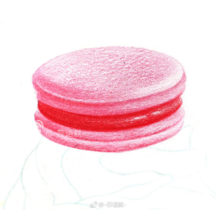 彩铅手绘马卡龙蛋糕,有童话的颜色.