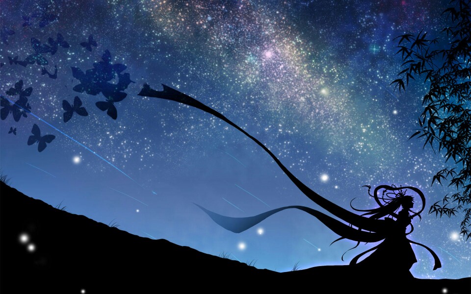 星空的二次元图片带字 二次元伤感带字壁纸