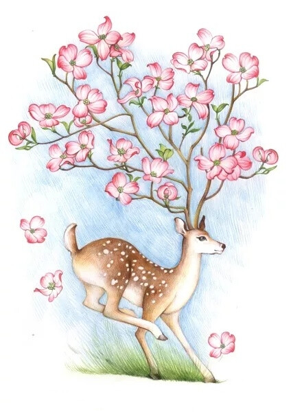 彩铅手绘《自画》莫小鹿的鹿