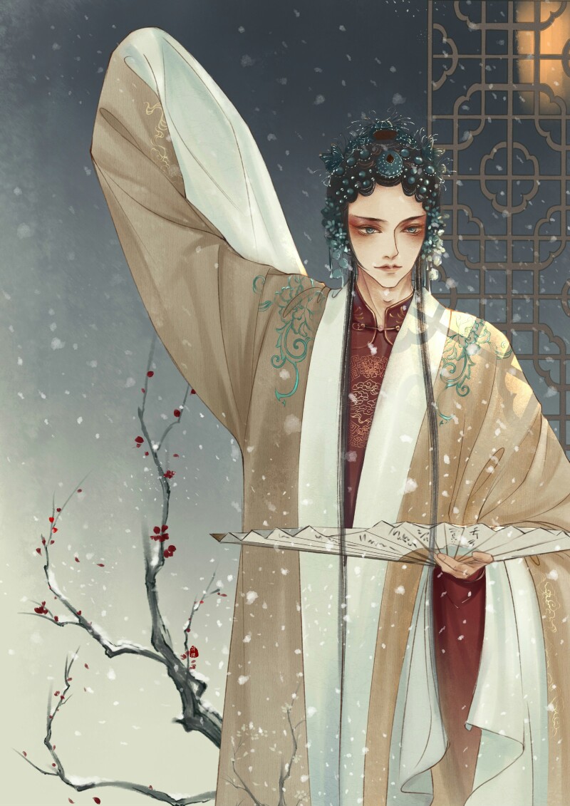 手绘古风戏子