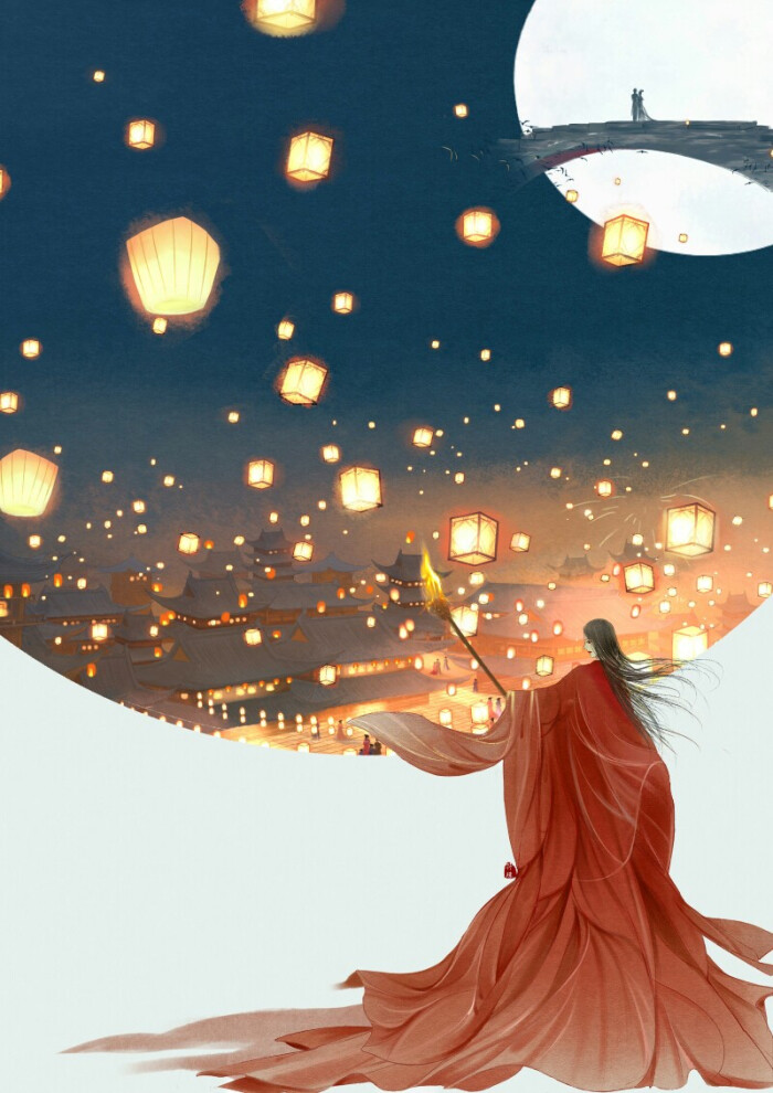 手绘古风红衣女子画师:符殊