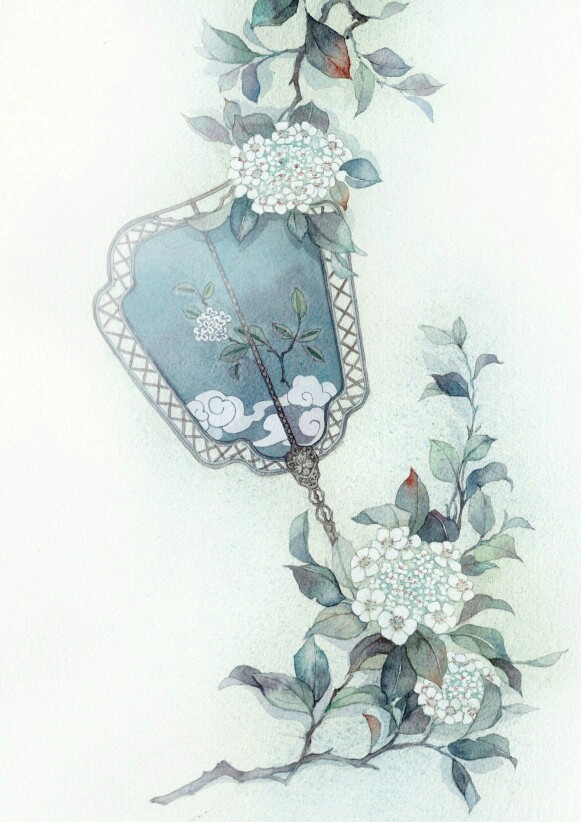 手绘古风静物 ·扇画师:山人辰露